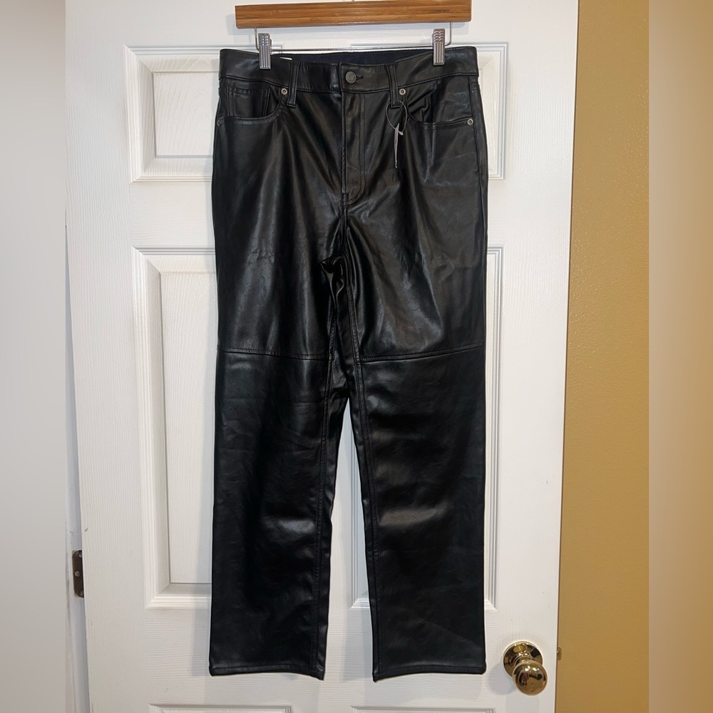 GAP Black Straight Leg Leather Pants